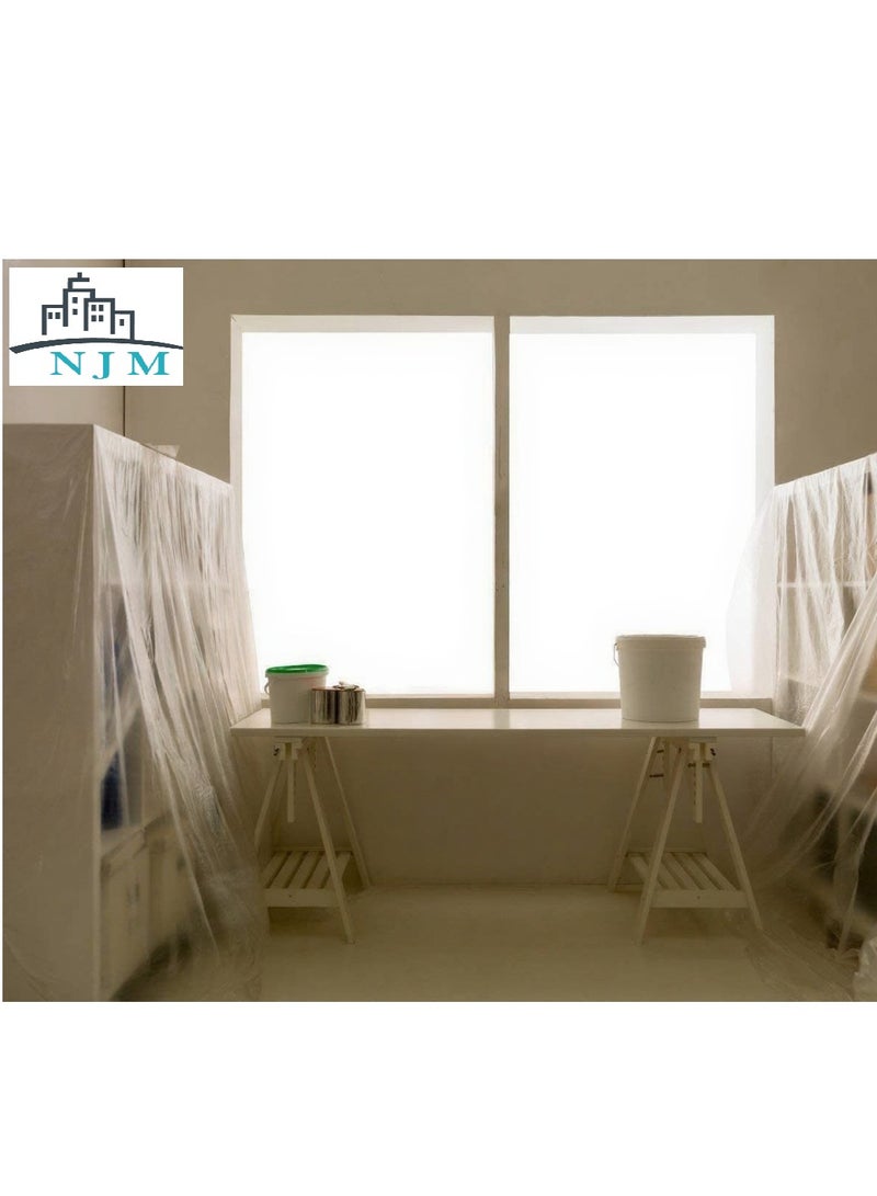 NJM Waterproof Anti Dust Disposable Plastic Drop Cloths Sheet Furniture Cover For Painting Couch - Image 2