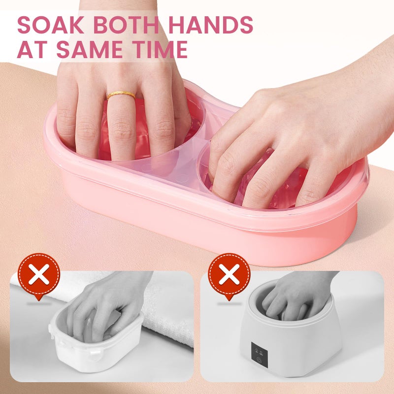 Wilfniee Dual Nail Soaking Bowl Acetone Proof: Soak Off Gel Nail Polish Dip Powder Remover Bowl- Cut the Soaking Time in Half Manicure Bowl for Salon Home (D2-Pink) - Image 2