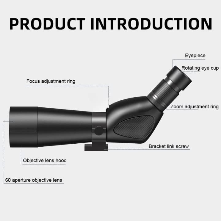 ZHIZUKA 20-60 X 60 Zoom Spotting Scope with Tripod Stand+Shoulder Carrying Case. High Power Long Range Waterproof and Fogproof Scope for Stargazing, Scenery, Wildlife, Bird Watching Shooting Hunting. - Image 5
