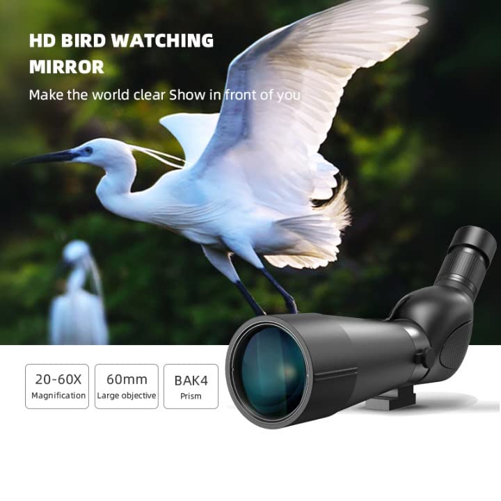 ZHIZUKA 20-60 X 60 Zoom Spotting Scope with Tripod Stand+Shoulder Carrying Case. High Power Long Range Waterproof and Fogproof Scope for Stargazing, Scenery, Wildlife, Bird Watching Shooting Hunting. - Image 2