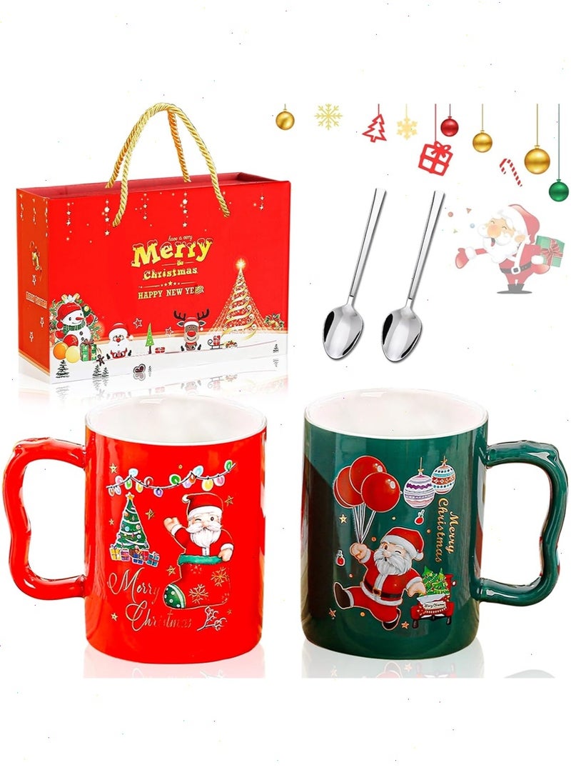 Yoawllty Christmas Gifts, Christmas Mugs, Christmas Cute Cups with Spoon, Seasonal Coffee Cup for Home Christmas Decorations(Random Pattern) - Image 1