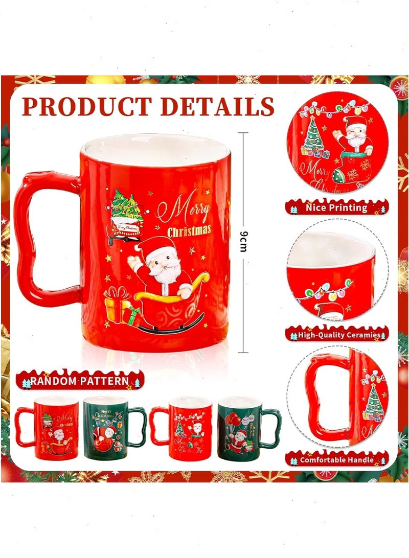 Yoawllty Christmas Gifts, Christmas Mugs, Christmas Cute Cups with Spoon, Seasonal Coffee Cup for Home Christmas Decorations(Random Pattern) - Image 2