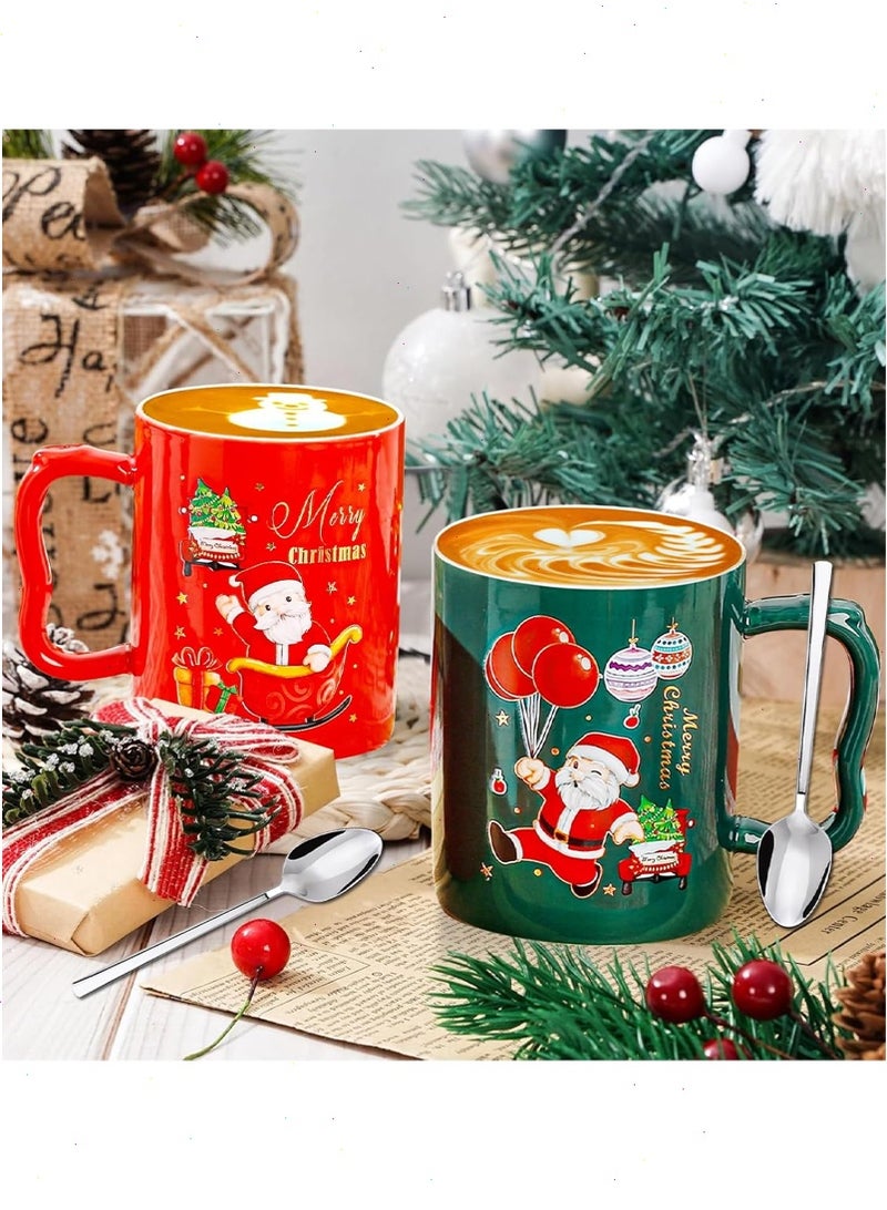 Yoawllty Christmas Gifts, Christmas Mugs, Christmas Cute Cups with Spoon, Seasonal Coffee Cup for Home Christmas Decorations(Random Pattern) - Image 3