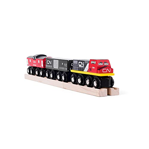 Bigjigs Rail Wooden CN Train - 1 Engine, 2 Carriages & 2 Track Pieces, Kids Train Toy Accessories, Toddler Railway Sets, Trains with Magnetic Couplings, for 3+ Year Old - Image 4