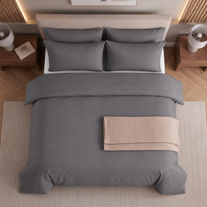 MOONLIGHT20015 Double Duvet Set Brushed Microfibre Grey Bedding Sets - Image 3