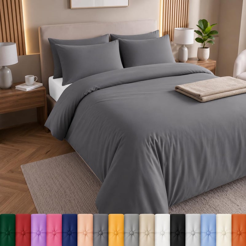 MOONLIGHT20015 Double Duvet Set Brushed Microfibre Grey Bedding Sets - Image 2