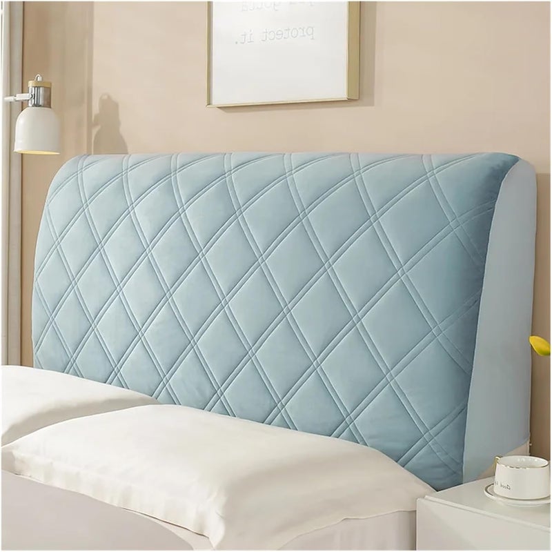 Thick Velvet BedHead Protection Headboard Cover for Bedroom(Greyblue,W190 x H70cm) - Image 1