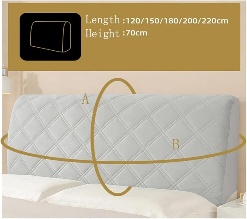 Thick Velvet BedHead Protection Headboard Cover for Bedroom(Greyblue,W190 x H70cm) - Image 4