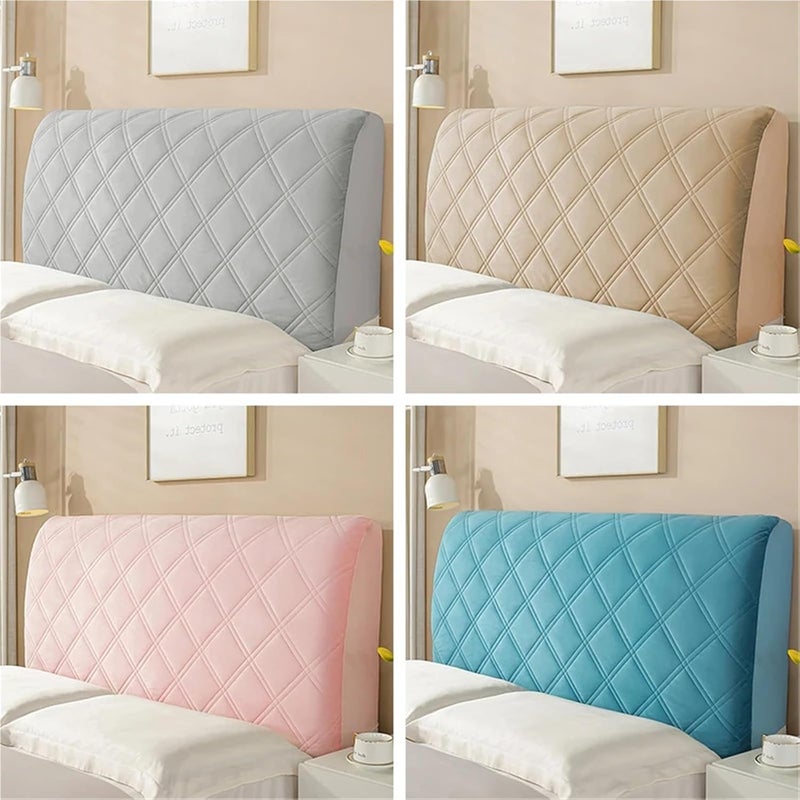 Thick Velvet BedHead Protection Headboard Cover for Bedroom(Greyblue,W190 x H70cm) - Image 2