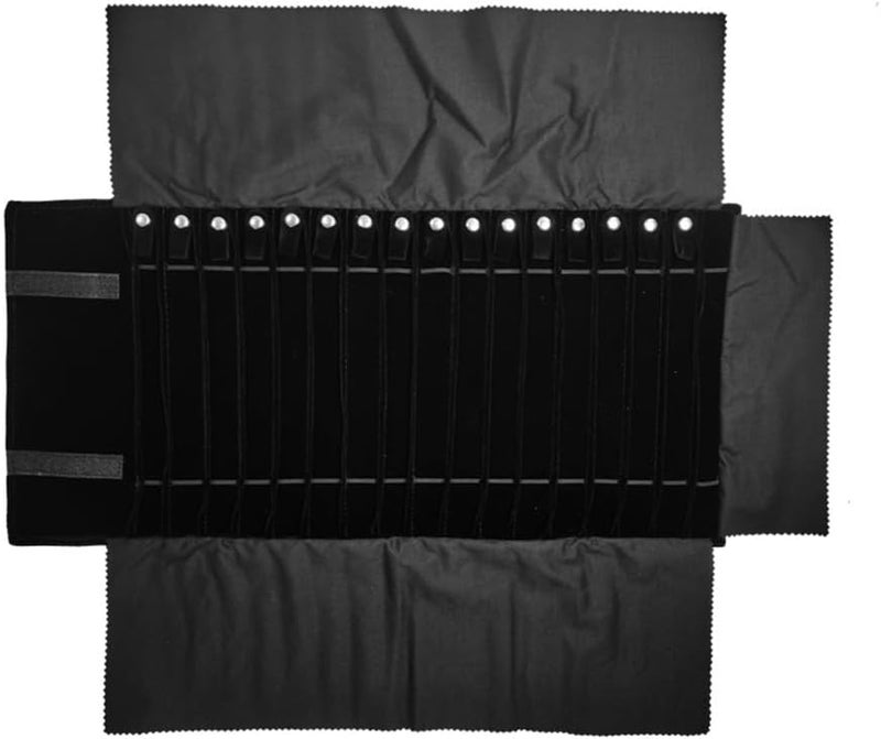 SCIKHEFT Portable Jewelry Roll Untangled Secure Necklace Travel Storage Bag Displays Holder 16 Chain (Black Diamond) - Image 3