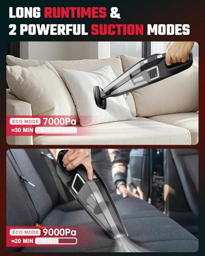 Evekas Handheld Vacuum Cordless 9000PA Strong Suction 2 Suction Modes Fast TypeC Charging Lightweight Portable Car Vacuum Cleaner for Home Pet Office - Image 3