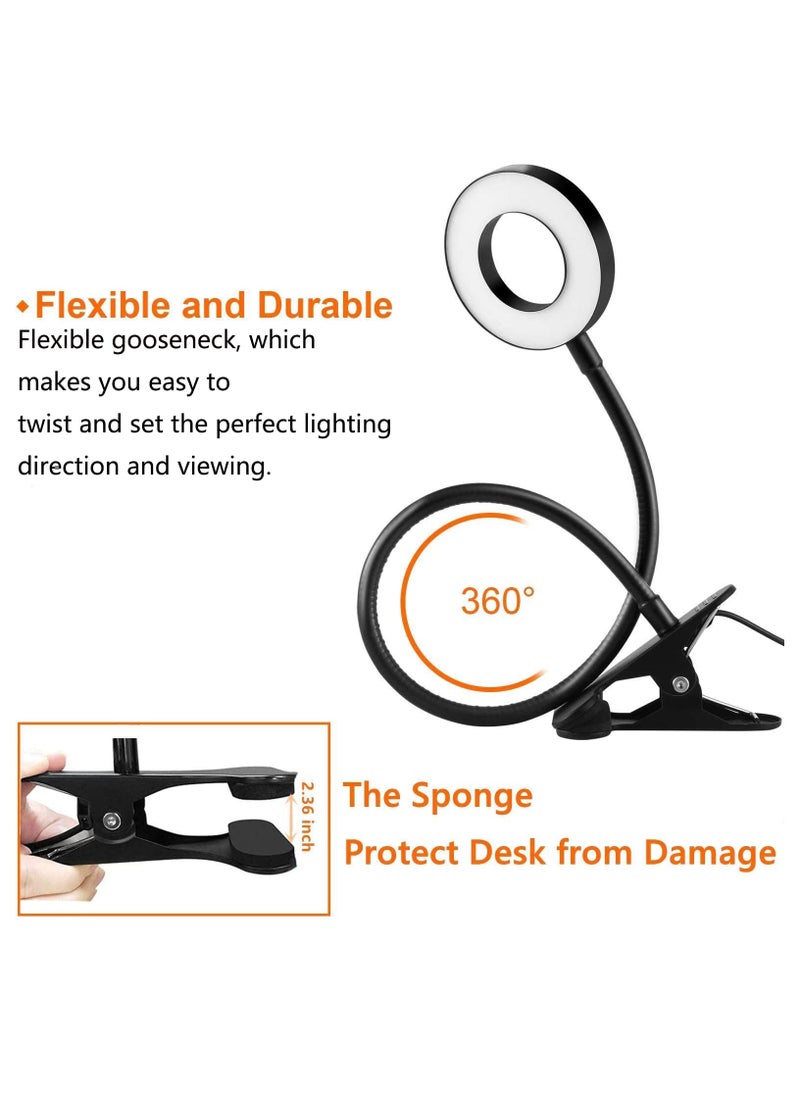 Alruht Clip on Light Reading Lights , 48 LED USB Desk Lamp with 3 Color Modes 10 Brightness, Eye Protection Book Clamp Light , 360 ° Flexible Gooseneck Clamp Lamp for Desk Headboard and Video Conference  - Image 3