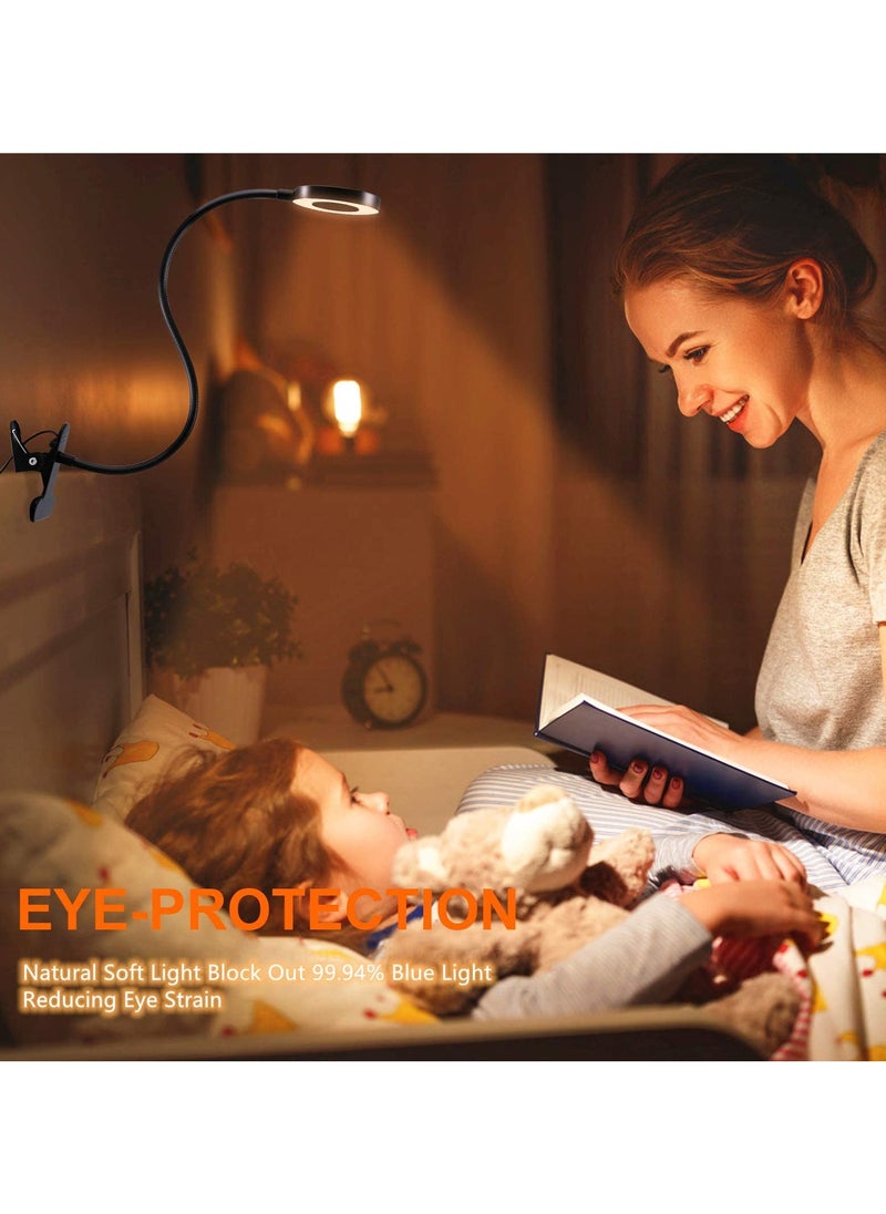 Clip on Light Reading Lights , 48 LED USB Desk Lamp with 3 Color Modes 10 Brightness, Eye Protection Book Clamp Light , 360 ° Flexible Gooseneck Clamp Lamp for Desk Headboard and Video Conference