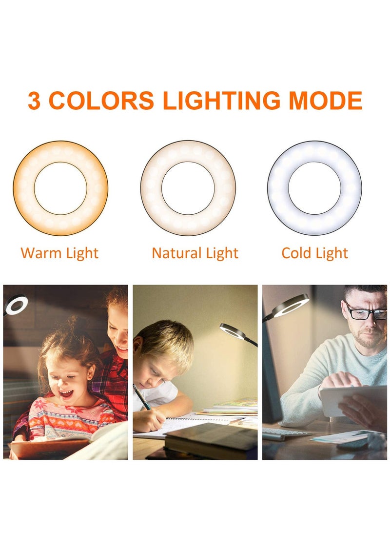 Alruht Clip on Light Reading Lights , 48 LED USB Desk Lamp with 3 Color Modes 10 Brightness, Eye Protection Book Clamp Light , 360 ° Flexible Gooseneck Clamp Lamp for Desk Headboard and Video Conference  - Image 5