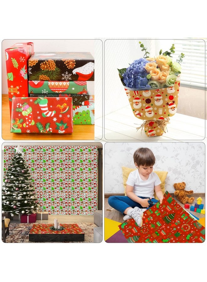 Konsait 12Pack Folded Large Sheets Of Christmas Wrapping Paper Traditional Gift Wrap, Christmas Decoration,Xmas Festive Designs- Kids Snowman, Santa, Christmas Tree, Snowflake, Reindeer, 74 X 51Cm - Image 4