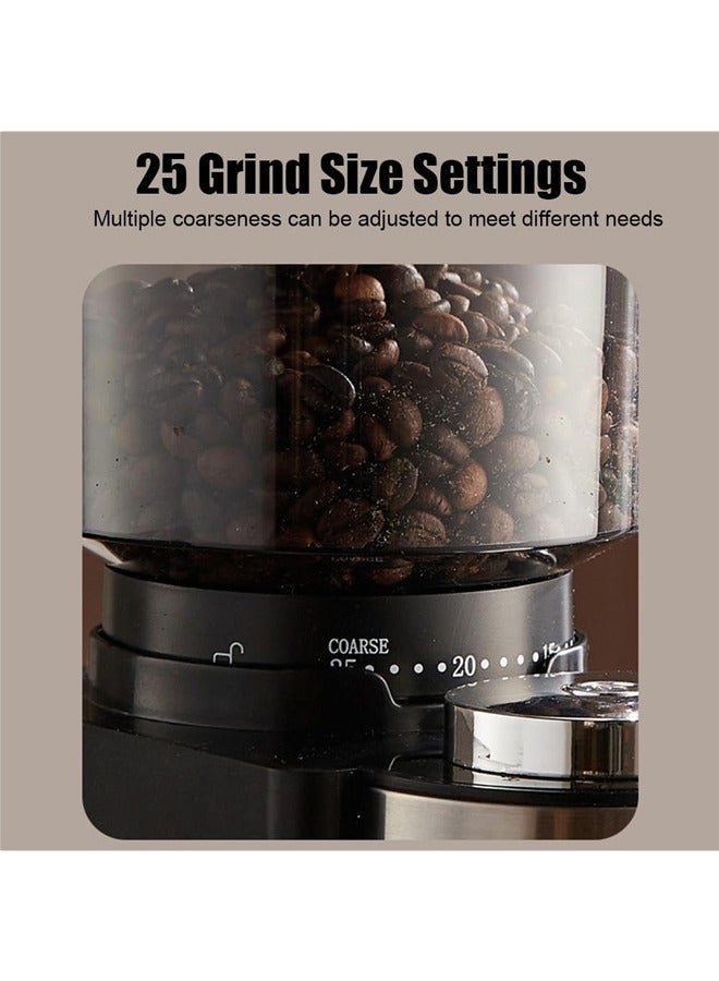 Coffee Grinder,with 25 Grind Settings Coffee Bean Grinder,250g Semi Automatic Coffee Bean Grinder Siphon Type Electric Coffee Grinding Hine for Drip Espresso (Black)