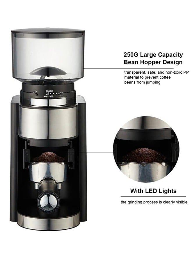 Coffee Grinder,with 25 Grind Settings Coffee Bean Grinder,250g Semi Automatic Coffee Bean Grinder Siphon Type Electric Coffee Grinding Hine for Drip Espresso (Black)