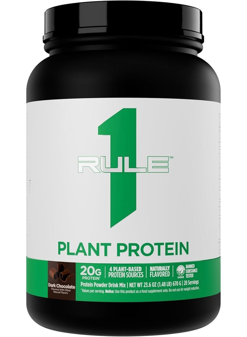 Rule1 Plant Protein Vegan Dark Chocolate 670g | 25g Plant-Based Protein | 20 Servings - Image 1