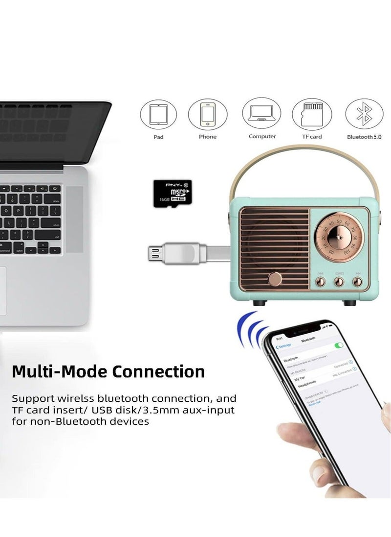 Generic HM-11 Bluetooth Portable Radio, Retro Mini Speaker with Clear Stereo Sound, Rich Bass for iPhone, Android Devices and Tablets(Blue)  - Image 2