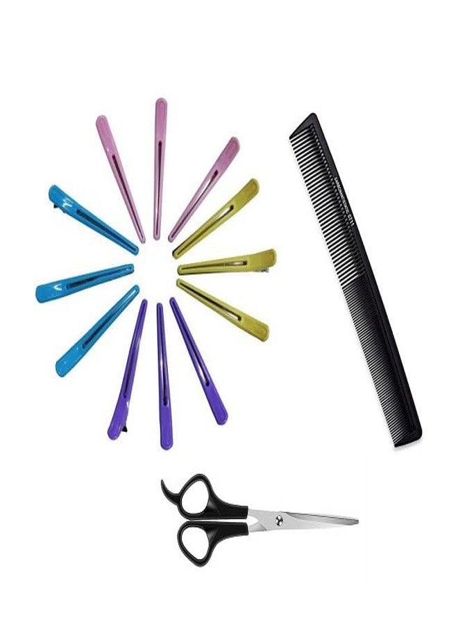Bigwheels Combo Of Multicolor Setting Clip, Plastic 0711 Comb And Hair Cutting Scissor - Image 1