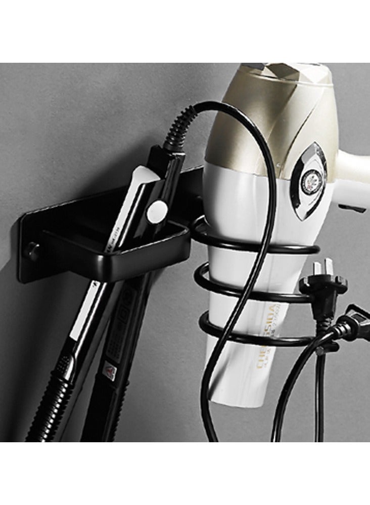 Loquat Space Aluminum Gold Hair Dryer Rack [Black] 
