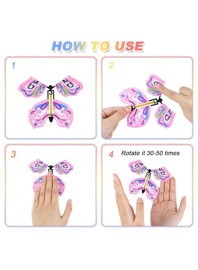 Chenkaiyang 20pcs Magic Flying Butterfly, Wind Up Butterfly Toy Bright Colors Elastic Band Flying Butterflies Toy Surprise Gift for Wedding Birthday Party - Image 1
