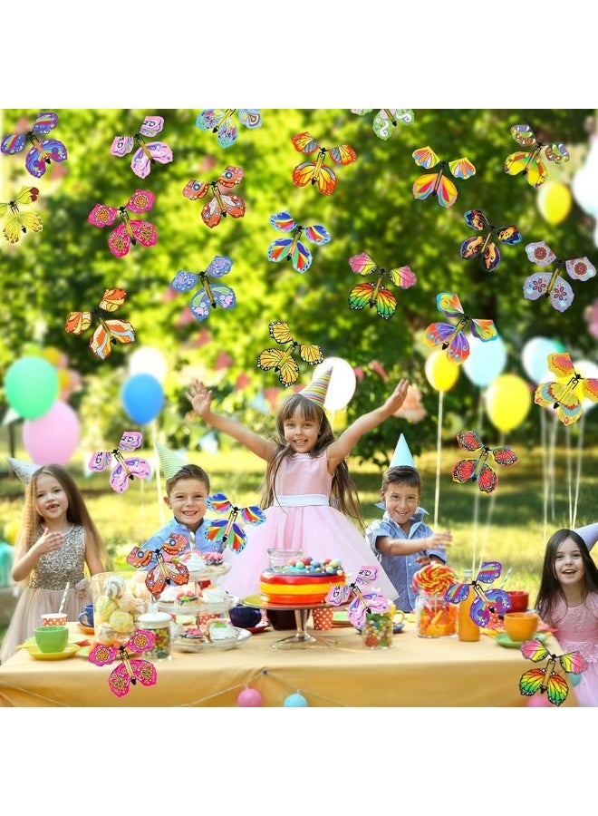 Chenkaiyang 20pcs Magic Flying Butterfly, Wind Up Butterfly Toy Bright Colors Elastic Band Flying Butterflies Toy Surprise Gift for Wedding Birthday Party - Image 4
