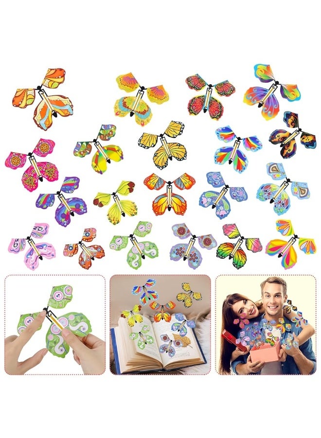 Chenkaiyang 20pcs Magic Flying Butterfly, Wind Up Butterfly Toy Bright Colors Elastic Band Flying Butterflies Toy Surprise Gift for Wedding Birthday Party - Image 2