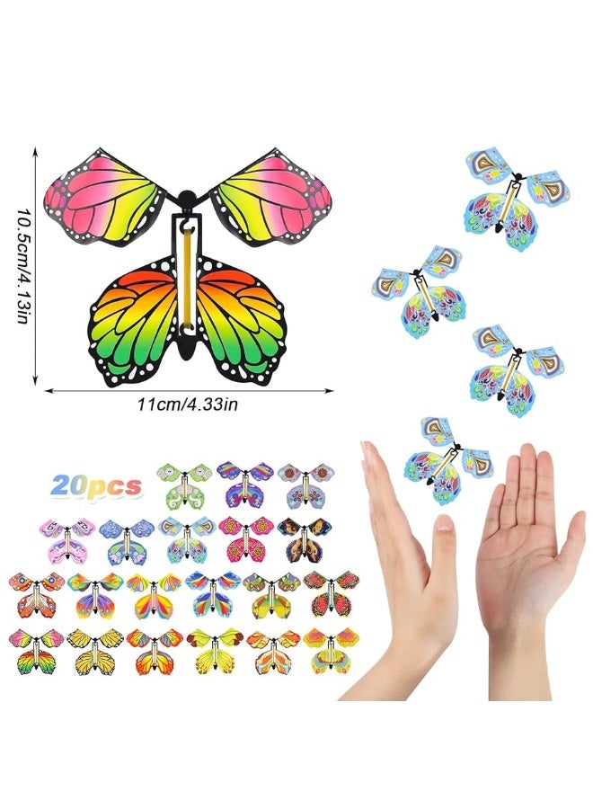Chenkaiyang 20pcs Magic Flying Butterfly, Wind Up Butterfly Toy Bright Colors Elastic Band Flying Butterflies Toy Surprise Gift for Wedding Birthday Party - Image 3