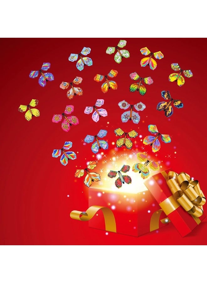 Chenkaiyang 20pcs Magic Flying Butterfly, Wind Up Butterfly Toy Bright Colors Elastic Band Flying Butterflies Toy Surprise Gift for Wedding Birthday Party - Image 5