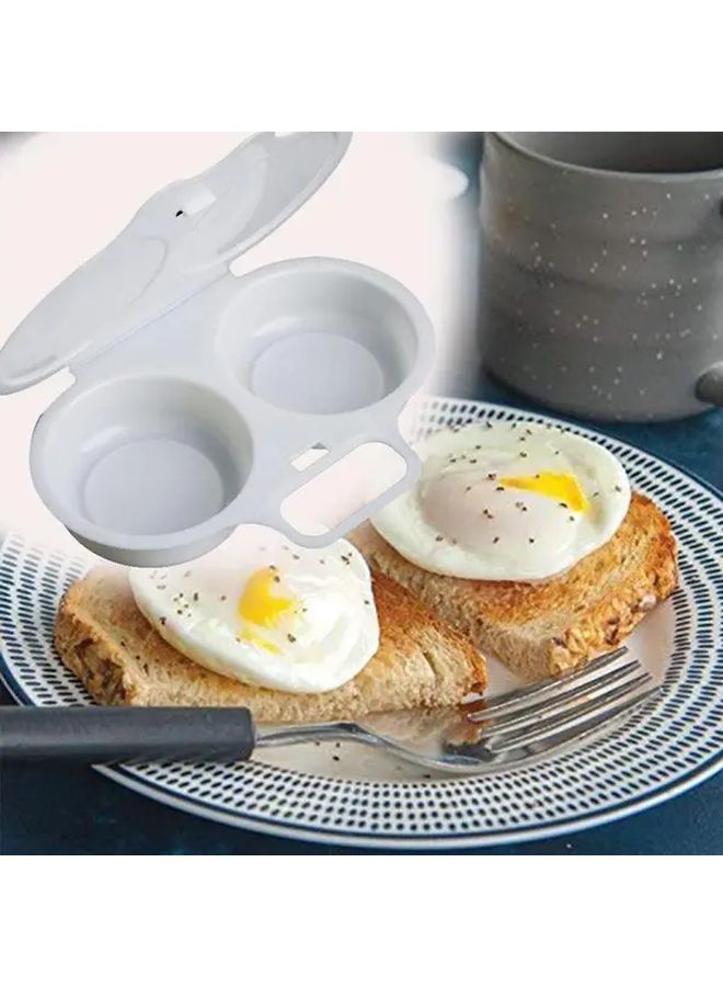 White Microwave Egg Poacher Round Mold Kitchen Cooking Tool PC Polycarbonate - Image 1