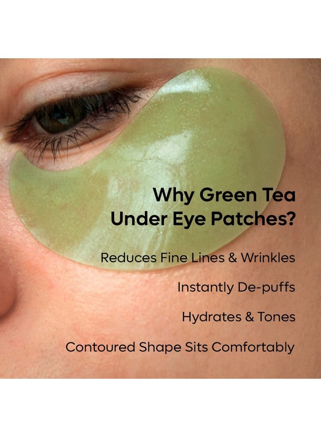 MCaffeine Green Tea Hydrogel Under Eye Patches For Dark Circle, Fine Lines & Wrinkles Reduction | Cooling Under Eye Patch Mask For Instant De-Puffing | 30 Pairs  - Image 2