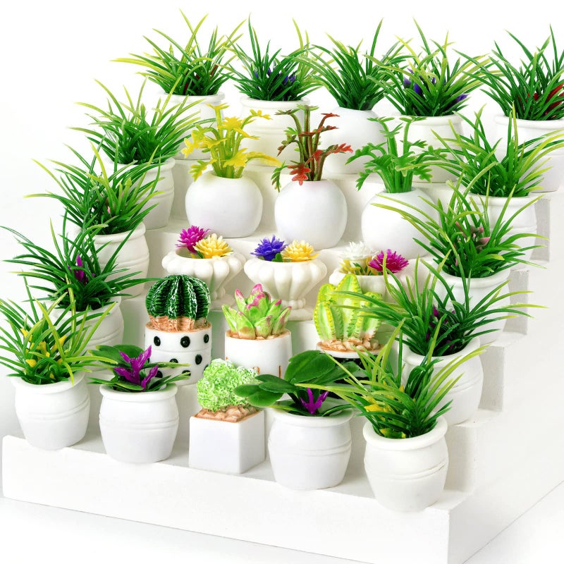 FFNIU 26Pcs Miniature Potted Plants Mini Artificial Plants 112 Scale Doll House Accessories Suitable for Dollhouse Decoration Christmas Birthday Present DIY Handicrafts - Image 3