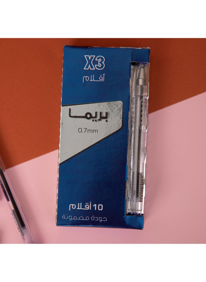 بريما عبوة 10 أقلام جاف 0.7 مم، خطوط دقيقة ونظيفة وتجربة كتابة سلسة، حبر سريع الجفاف يكفي لأكثر من 1 كم كتابة لكل قلم، قبضة مريحة وقابلة لإعادة التعبئة، أزرق - Image 4