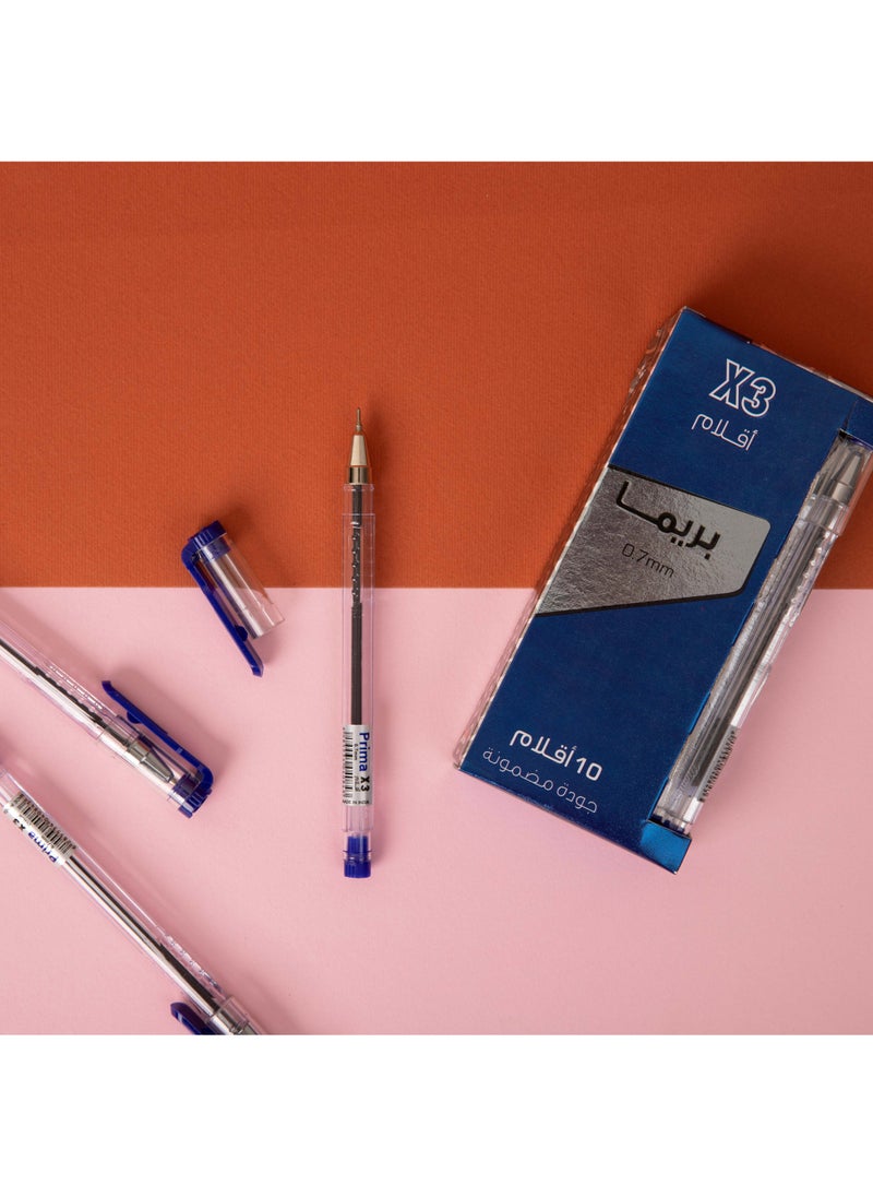 بريما عبوة 10 أقلام جاف 0.7 مم، خطوط دقيقة ونظيفة وتجربة كتابة سلسة، حبر سريع الجفاف يكفي لأكثر من 1 كم كتابة لكل قلم، قبضة مريحة وقابلة لإعادة التعبئة، أزرق - Image 3