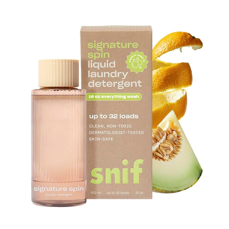 Snif Signature Spin Laundry Detergent, Classic, Clean and Crisp Scent, 32 Loads, Non-Irritating to Skin, Clean, Non-Toxic, Vegan, Cruelty Free, 16oz - Image 1
