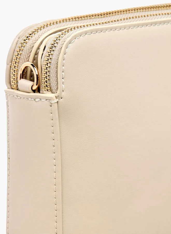 Flora Bella By Shoexpress Women Quilted Crossbody Bag with Zip Closure and Adjustable Strap