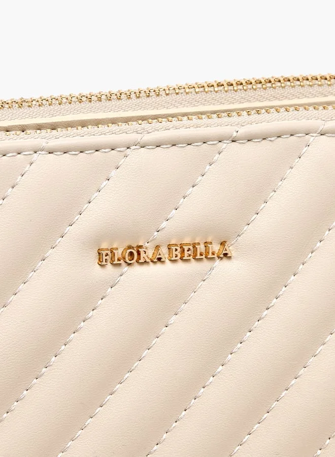 Flora Bella By Shoexpress Women Quilted Crossbody Bag with Zip Closure and Adjustable Strap