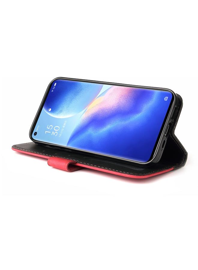 اس-توب جراب لهاتف OPPO Reno5 Pro+ 5G / Find X3 Neo Business بخياطة ملونة - جراب جلد PU أفقي قابل للطي مع حامل وفتحات للبطاقات وإطار للصور وحبل قصير - Image 5