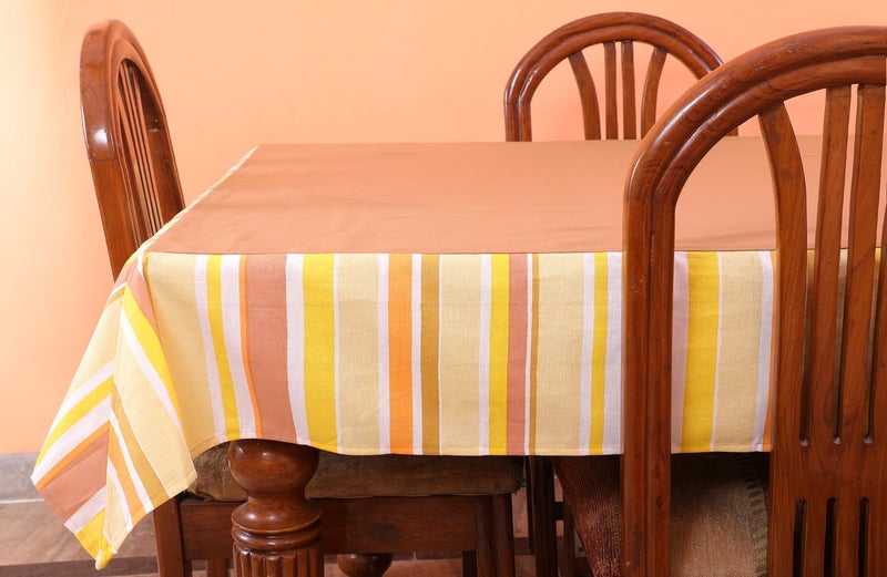 Dekor World Stripe Printed Yellow Table Cover (Pack of 1) - Image 2