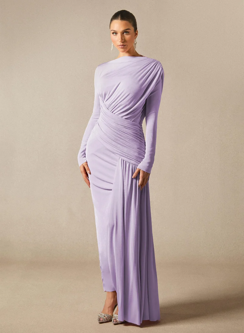 Sunfere Casey Asymmetric Ruched Bodice Maxi Dress