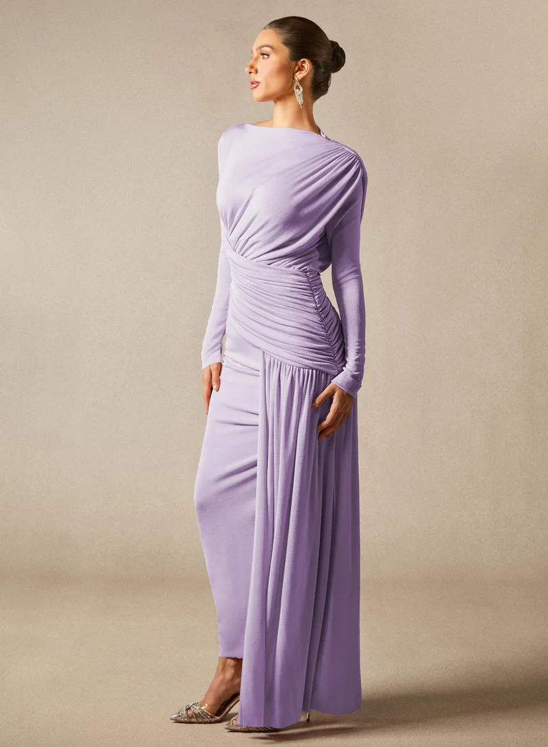Sunfere Casey Asymmetric Ruched Bodice Maxi Dress