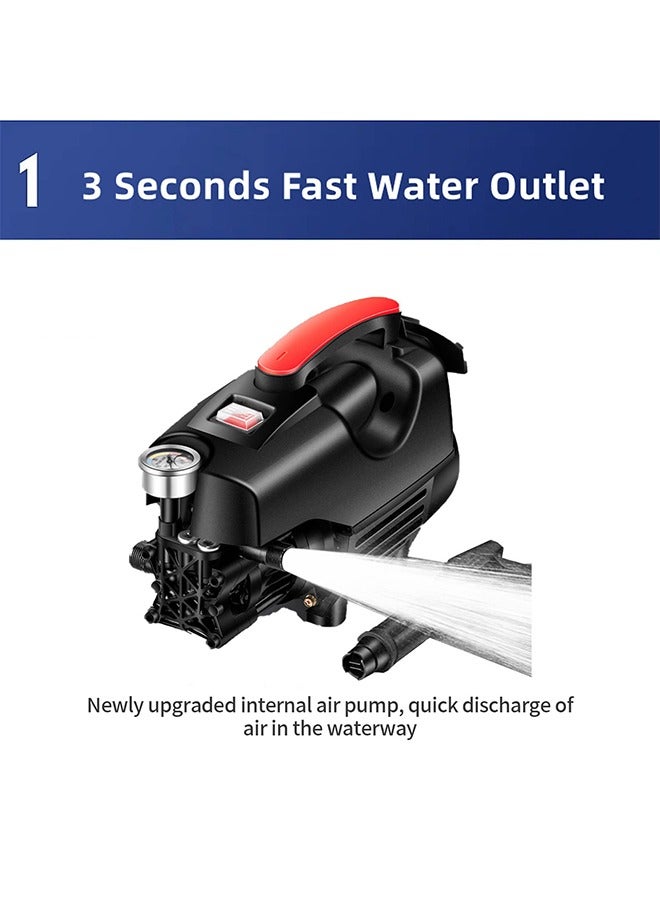 Favarey 3500Psi Electric High Pressure Washer 2000W Power Washer Handheld Car Cleaning Device Nozzle Water Pump with 32ft Hose Detachable Water Gun Electric Pressure Washer for Cleaning Cars Fences Pool - Image 2