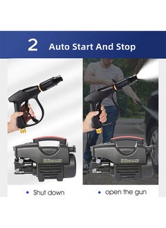 Favarey 3500Psi Electric High Pressure Washer 2000W Power Washer Handheld Car Cleaning Device Nozzle Water Pump with 32ft Hose Detachable Water Gun Electric Pressure Washer for Cleaning Cars Fences Pool  - Image 3