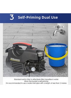 Favarey 3500Psi Electric High Pressure Washer 2000W Power Washer Handheld Car Cleaning Device Nozzle Water Pump with 32ft Hose Detachable Water Gun Electric Pressure Washer for Cleaning Cars Fences Pool  - Image 4