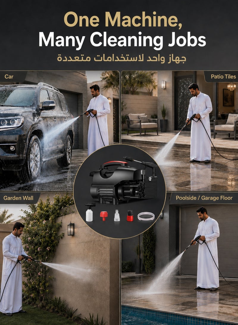 Favarey Electric Pressure Washer 3500 PSI 2000W Portable Power Washer with 32ft Hose, Foam Bottle and Detachable Spray Gun for Car Wash, Home, Patio, Driveway, Garden, Fence and Pool Cleaning - Image 5