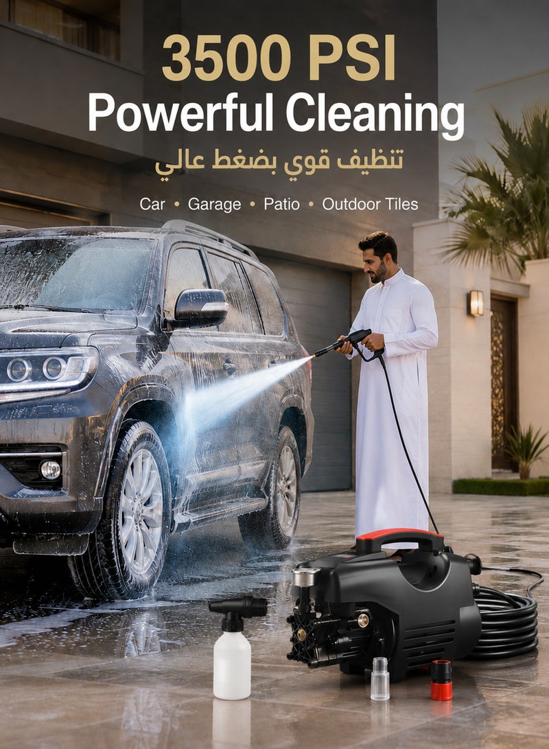 Favarey Electric Pressure Washer 3500 PSI 2000W Portable Power Washer with 32ft Hose, Foam Bottle and Detachable Spray Gun for Car Wash, Home, Patio, Driveway, Garden, Fence and Pool Cleaning - Image 2