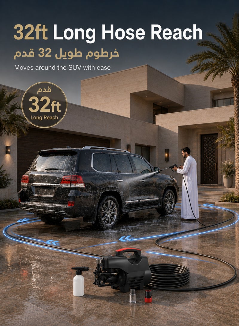 Favarey Electric Pressure Washer 3500 PSI 2000W Portable Power Washer with 32ft Hose, Foam Bottle and Detachable Spray Gun for Car Wash, Home, Patio, Driveway, Garden, Fence and Pool Cleaning - Image 4