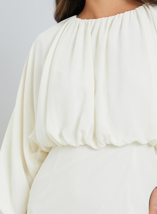 ستايلي فستان طويل بحافة حورية البحر لون كريمي - Image 4