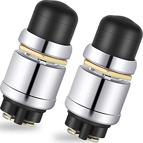 TOODOO Engine Start Push Button Momentary 12v and 24v Waterproof Switch Push to Start Button for Car Marine Boat Truck Lawn TractorBlack2 Pieces - Image 1